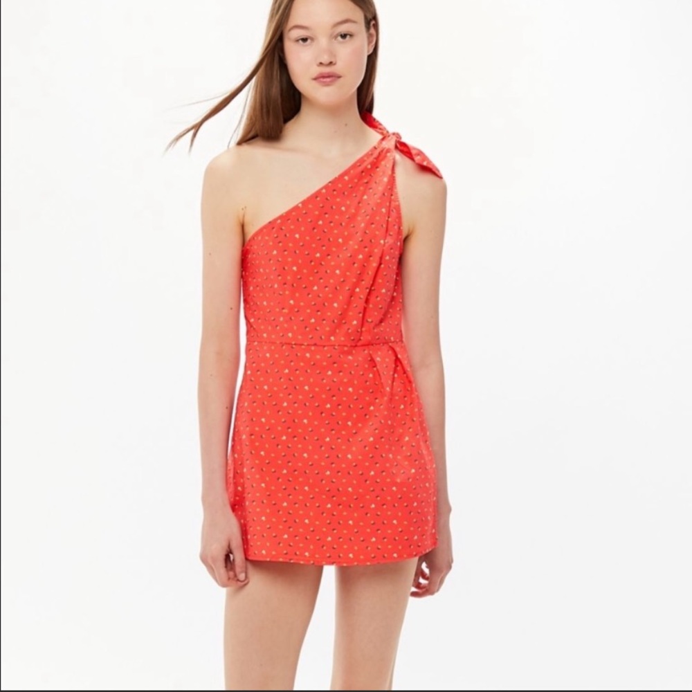 Urban Outfitters XS orange romper one-shoulder